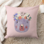 Niedliches Wildtier mit Blume Kinderzimmer Kissen (Decke)