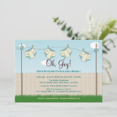 Niedliches Windelclothesline-Geschlechts-neutrale Einladung (Stehend Vorderseite)