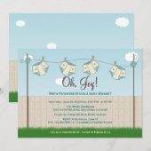 Niedliches Windelclothesline-Geschlechts-neutrale Einladung (Vorne/Hinten)