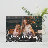 Niedliches Winter Foliage Foto Frohe Weihnachten Einladung (Stehend Vorderseite)