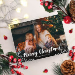 Niedliches Winter Foliage Foto Frohe Weihnachten Postkarte<br><div class="desc">Einfache Weihnachtskarte mit niedlichem Foto und weißem kalligraphischem Schriftart,  ideal für dunkle Bilder.</div>