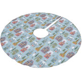 Niedliches Winter House Village Szene Weihnachtsmu Polyester Weihnachtsbaumdecke (Schrägansicht)