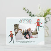 Niedliches Winter Ice Skaters Foto Feiertagskarte (Stehend Vorderseite)