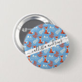 Niedliches Winter Orange Fox Gebirge Leaf Muster Button (Vorne & Hinten)