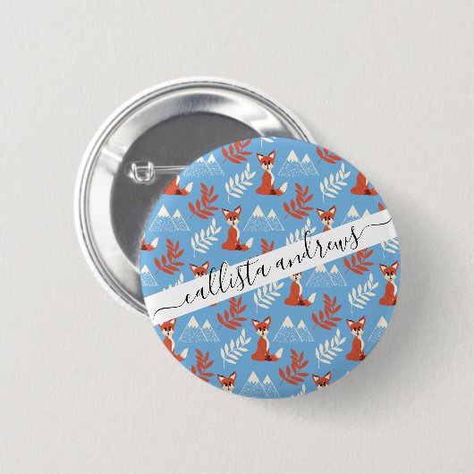 Niedliches Winter Orange Fox Gebirge Leaf Muster Button (Vorne & Hinten)