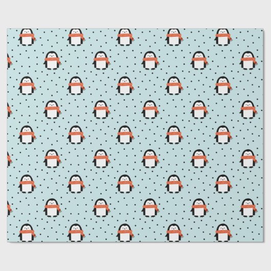 Niedliches Winter Pinguin Weihnachtswrapping Paper Geschenkpapier (Flach)
