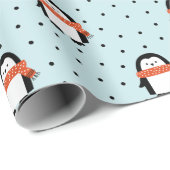 Niedliches Winter Pinguin Weihnachtswrapping Paper Geschenkpapier (Rolleneckpunkt)