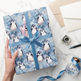 Niedliches Winter Pinguin Wrapping Paper Design Geschenkpapier