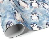 Niedliches Winter Pinguin Wrapping Paper Design Geschenkpapier (Rolleneckpunkt)