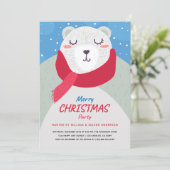 Niedliches Winter Polar Bär Weihnachtsfest Party Einladung (Stehend Vorderseite)