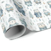Niedliches Winter Teddy Bär Muster Geschenkpapier (Rolleneckpunkt)