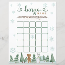 Niedliches Winter Woodland Animal Theme Bingo Game