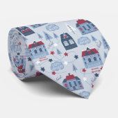 Niedliches Winterdorf Nachbarschaft Weihnachtsfest Krawatte (Gerollt)