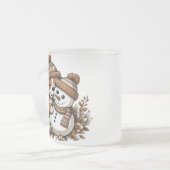 Niedliches WinterDuo: Hund in Gemustertem Hut und  Mattglastasse (Vorderseite Links)