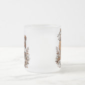 Niedliches WinterDuo: Hund in Gemustertem Hut und  Mattglastasse (Mittel)