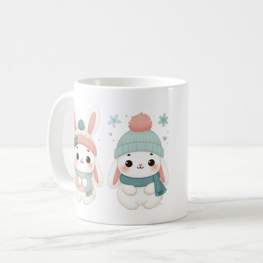 Niedliches Winterhasen Kaffeetasse (Vorderseite Links)