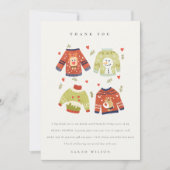 Niedliches Winterherz Blätter Ugly Sweater Brautpa Dankeskarte (Vorderseite)