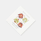 Niedliches Winterherz Blätter Ugly Sweater Brautpa Serviette (Ecke)