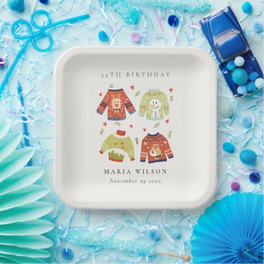 Niedliches Winterherz hässlich Pullover jedes Alte Pappteller (Party)