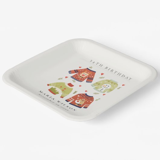 Niedliches Winterherz hässlich Pullover jedes Alte Pappteller (Gewinkelt)