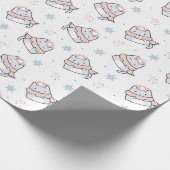 Niedliches Winterkatzenmuster mit Skarabäen und Sc Geschenkpapier (Ecke)