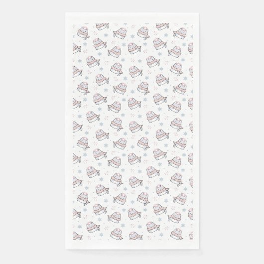 Niedliches Winterkatzenmuster mit Skarabäen und Sc Serviette (Vorderseite)