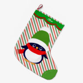 Niedliches Winterpinguin-Muster Personalisiert Großer Weihnachtsstrumpf (Vorderansicht (hängend))