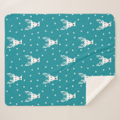 Niedliches Winterrentiermuster Blau Sherpa Blanket Sherpadecke (Vorderseite (Horizontal))