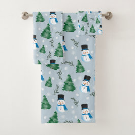 Niedliches Winterschneepatel Badhandtuch Set