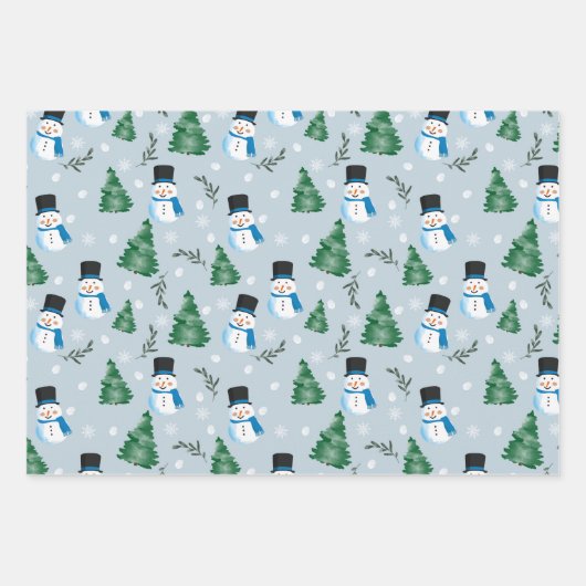 Niedliches Winterschneepatel Geschenkpapier Set (Vorderseite 3)