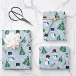 Niedliches Winterschneepatel Geschenkpapier Set