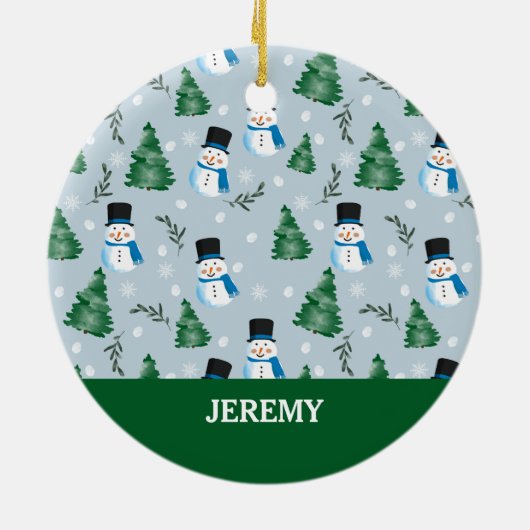 Niedliches Winterschneepatel Keramik Ornament (Hinten)