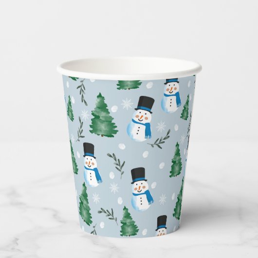 Niedliches Winterschneepatel Pappbecher (Rückseite)