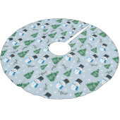 Niedliches Winterschneepatel Polyester Weihnachtsbaumdecke (Schrägansicht)