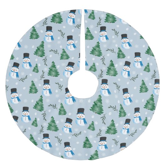 Niedliches Winterschneepatel Polyester Weihnachtsbaumdecke (Vorderseite)