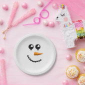 Niedliches Wintersnowman-Gesicht Pappteller (Party)