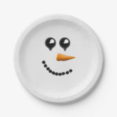 Niedliches Wintersnowman-Gesicht Pappteller (Vorderseite)