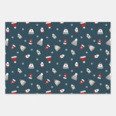 Niedliches Winterwolf-Hutmuster Geschenkpapier Set (Vorderseite 3)