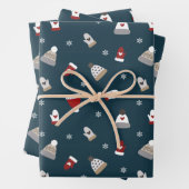 Niedliches Winterwolf-Hutmuster Geschenkpapier Set (Beispiel)