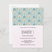 Niedliches Wirbelbandmuster Geburtstag Einladungspostkarte (Vorne/Hinten)