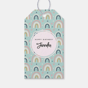 Niedliches Wirbelbandmuster Geburtstag Geschenkanhänger