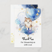 Niedliches Wolf Baby Showthema Dankeskarte (Vorne/Hinten)