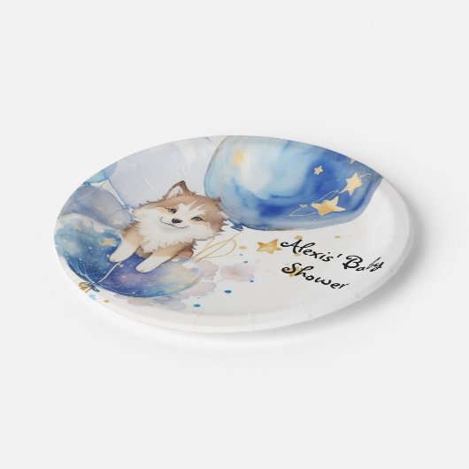 Niedliches Wolf Baby Showthema Pappteller (Schrägansicht)