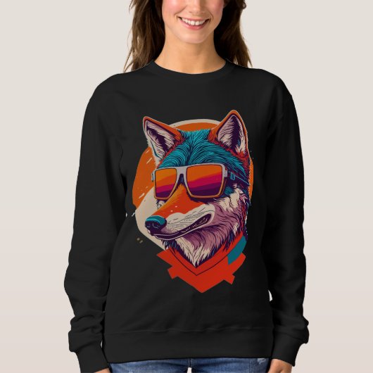NIEDLICHES WOLF TRAGEN SUNGLASS. SWEATSHIRT (Vorderseite)