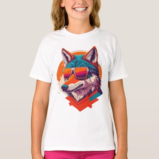 NIEDLICHES WOLF TRAGEN SUNGLASS. T-Shirt (Vorderseite)