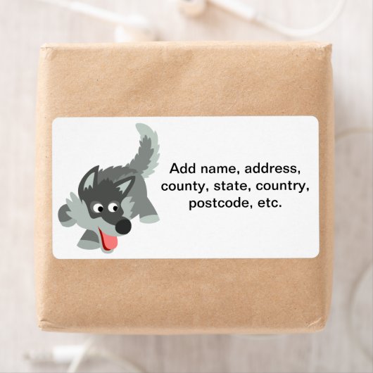 Niedliches Wölf-Versand-Label für Cartoon (Insitu)