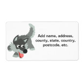 Niedliches Wölf-Versand-Label für Cartoon (Vorne)