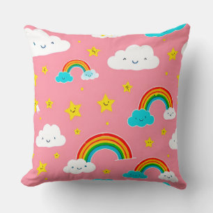 Niedliches Wolkenmuster mit Regenbogen Kissen