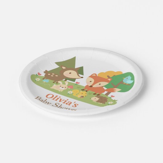 Niedliches Woodland Animal Baby Dusche Party Suppl Pappteller (Schrägansicht)