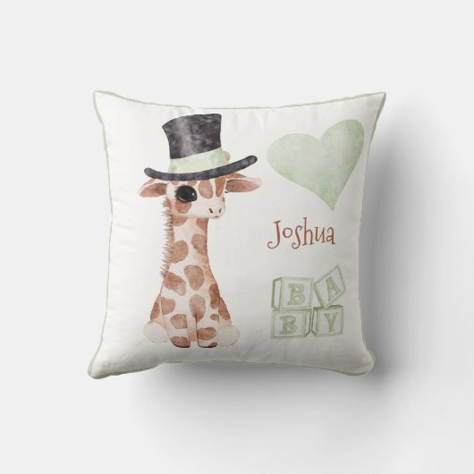 Niedliches Woodland Animal Giraffe Herzname Kinder Kissen (Rückseite)